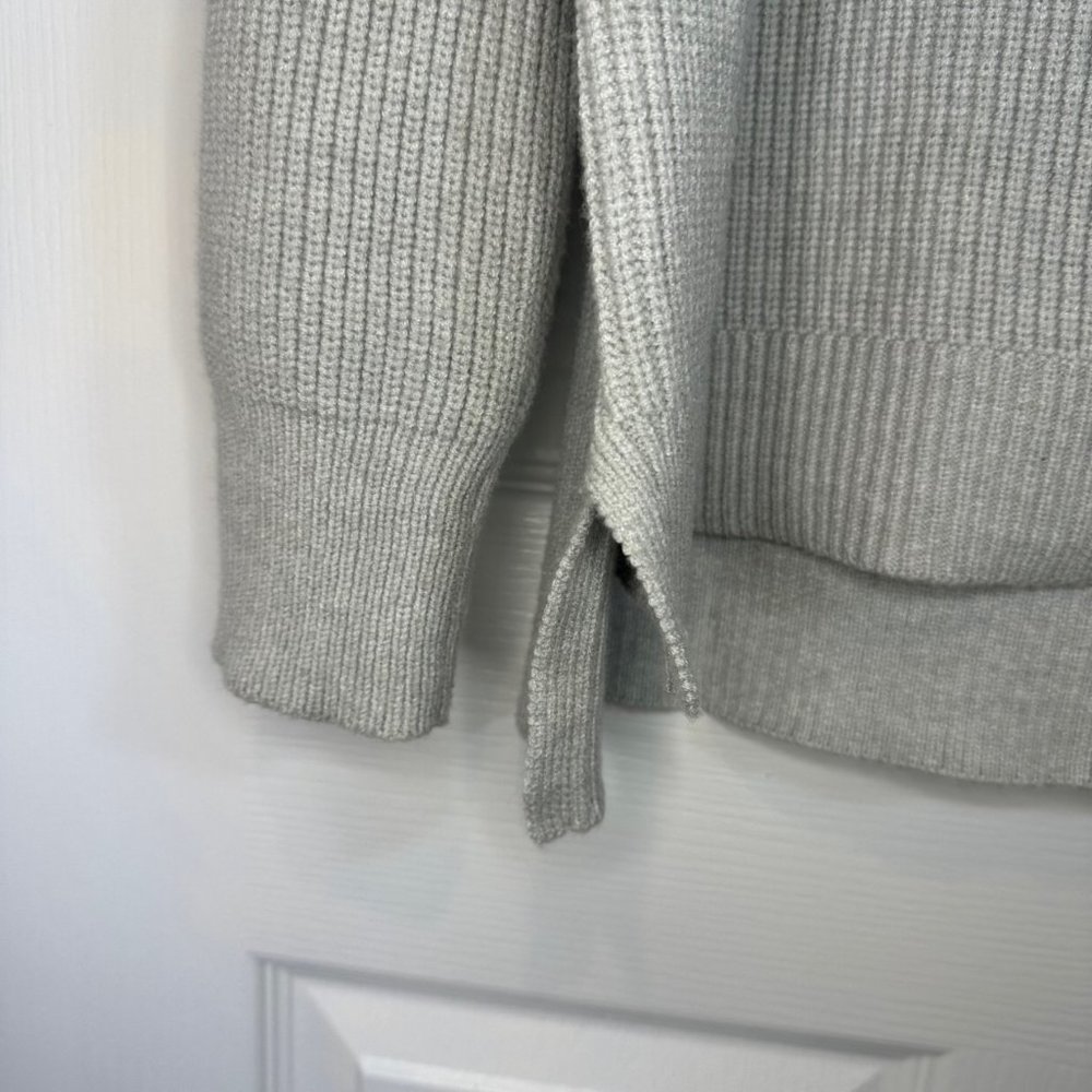 Gray Long Sleeve V-Neck Oversized Ribbed Knit Cozy Relaxed Fit Sweater XL - Picture 10 of 10